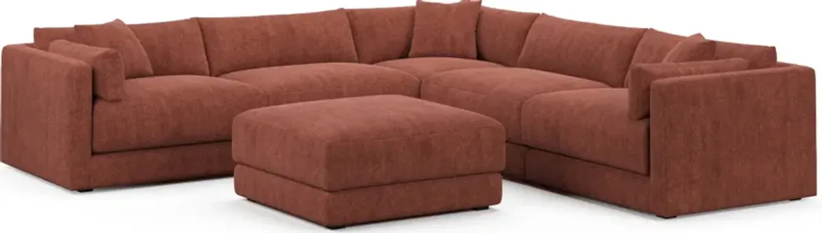 Malibu 5-Piece Sectional and Ottoman - Contessa Paprika