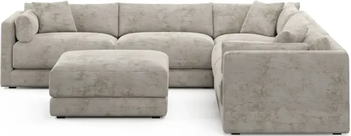 Malibu 5-Piece Sectional and Ottoman - Hearth Cement