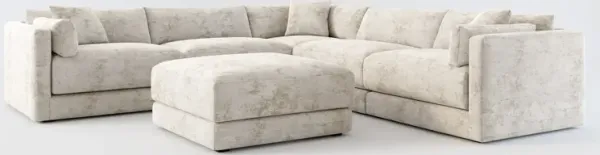 Malibu 5-Piece Sectional and Ottoman - Hearth Cement