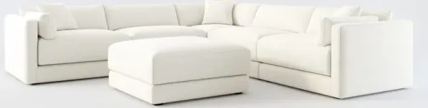 Malibu 5-Piece Sectional and Ottoman - Living Large White