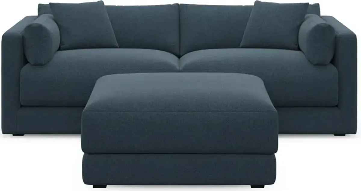 Malibu 2-Piece Sofa and Ottoman - Broderick Indigo