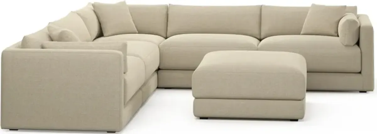 Malibu 5-Piece Sectional and Ottoman - Broderick Sand