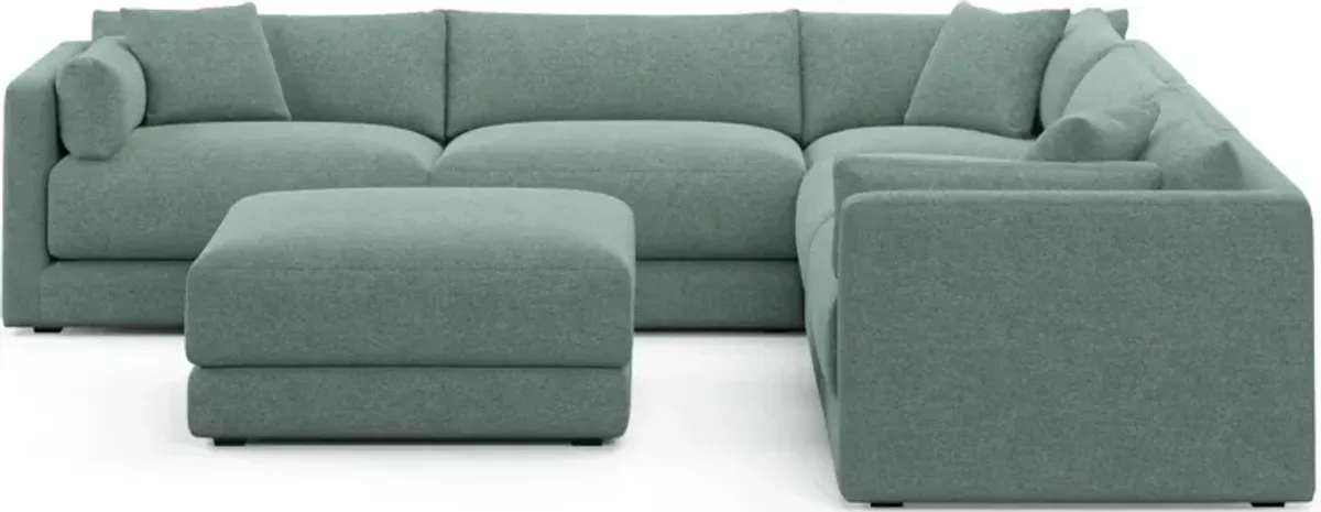 Malibu 5-Piece Sectional and Ottoman - Bridger Jade