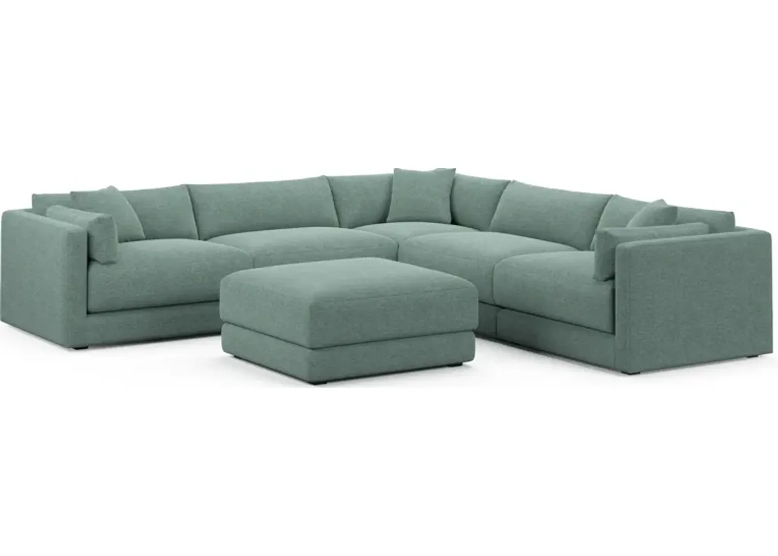 Malibu 5-Piece Sectional and Ottoman - Bridger Jade