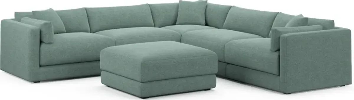 Malibu 5-Piece Sectional and Ottoman - Bridger Jade