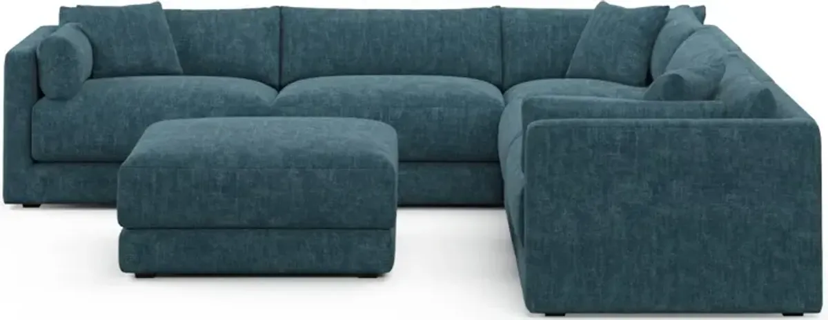 Malibu 5-Piece Sectional and Ottoman - Argo Tropic