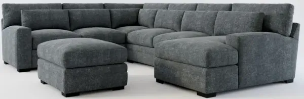 Winston Foam Comfort 5-Piece Sectional with Right-Facing Chaise and Ottoman - Contessa Shadow