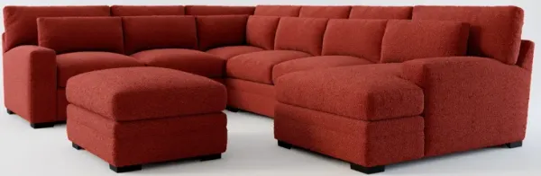 Winston Foam Comfort 5-Piece Sectional with Right-Facing Chaise and Ottoman - Bloke Brick