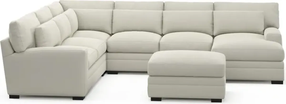 Winston Foam Comfort 5-Piece Sectional with Right-Facing Chaise and Ottoman - Anders Ivory