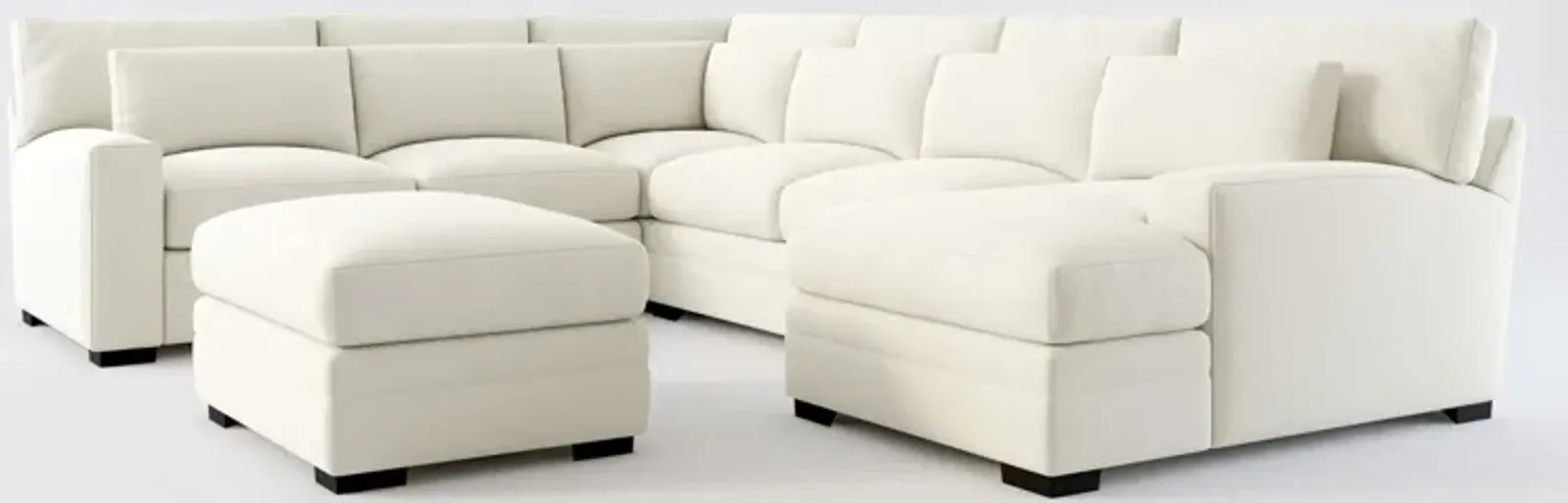 Winston Foam Comfort 5-Piece Sectional with Right-Facing Chaise and Ottoman - Anders Ivory