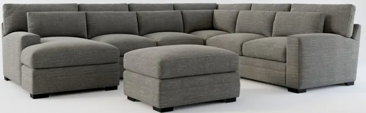 Winston Foam Comfort 5-Piece Sectional with Left-Facing Chaise and Ottoman - Curious Charcoal