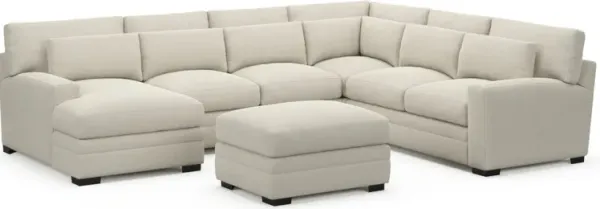 Winston Foam Comfort 5-Piece Sectional with Left-Facing Chaise and Ottoman - Curious Pearl