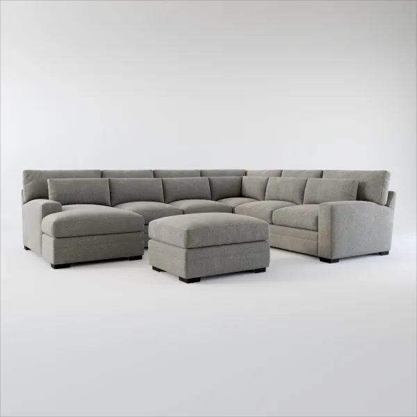 Winston Foam Comfort 5-Piece Sectional with Left-Facing Chaise and Ottoman - Living Large Charcoal