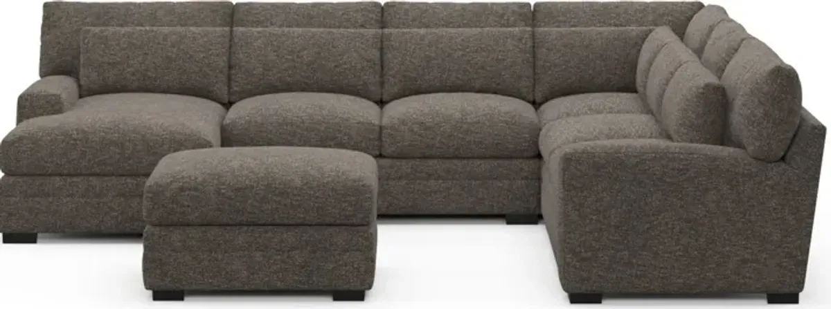 Winston Foam Comfort 5-Piece Sectional with Left-Facing Chaise and Ottoman - M Walnut