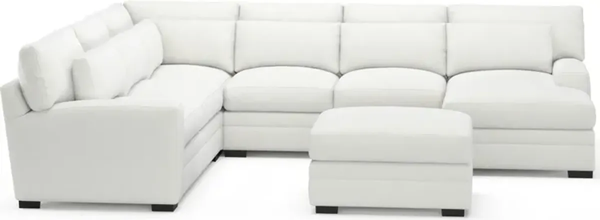 Winston Hybrid Comfort 5-Piece Sectional with Right-Facing Chaise and Ottoman - Contessa Vanilla