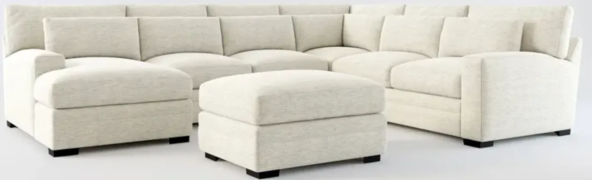 Winston Hybrid Comfort 5-Piece Sectional with Left-Facing Chaise and Ottoman - Merino Chalk