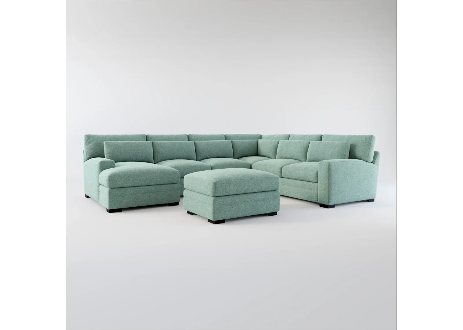 Winston Foam Comfort 5-Piece Sectional with Left-Facing Chaise and Ottoman - Bridger Jade