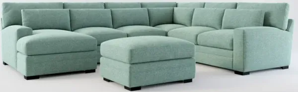 Winston Foam Comfort 5-Piece Sectional with Left-Facing Chaise and Ottoman - Bridger Jade