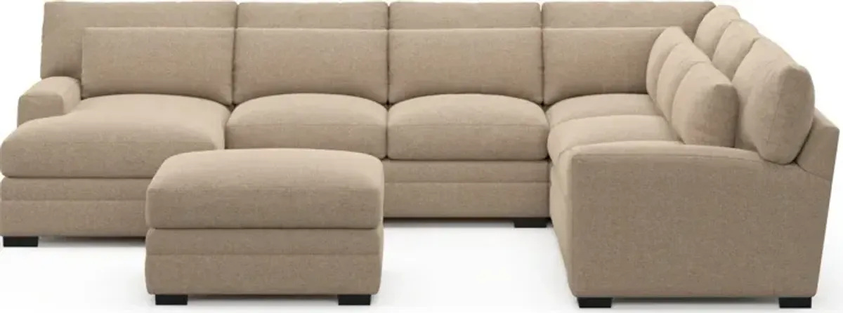 Winston Foam Comfort 5-Piece Sectional with Left-Facing Chaise and Ottoman - Liv Wicker