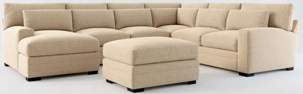 Winston Foam Comfort 5-Piece Sectional with Left-Facing Chaise and Ottoman - Liv Wicker