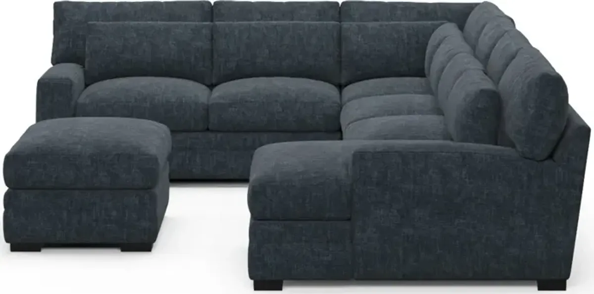 Winston Hybrid Comfort 5-Piece Sectional with Right-Facing Chaise and Ottoman - Argo Navy