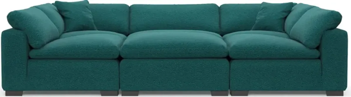 Plush Feathered Comfort 6-Piece Pit Sectional - Bloke Peacock