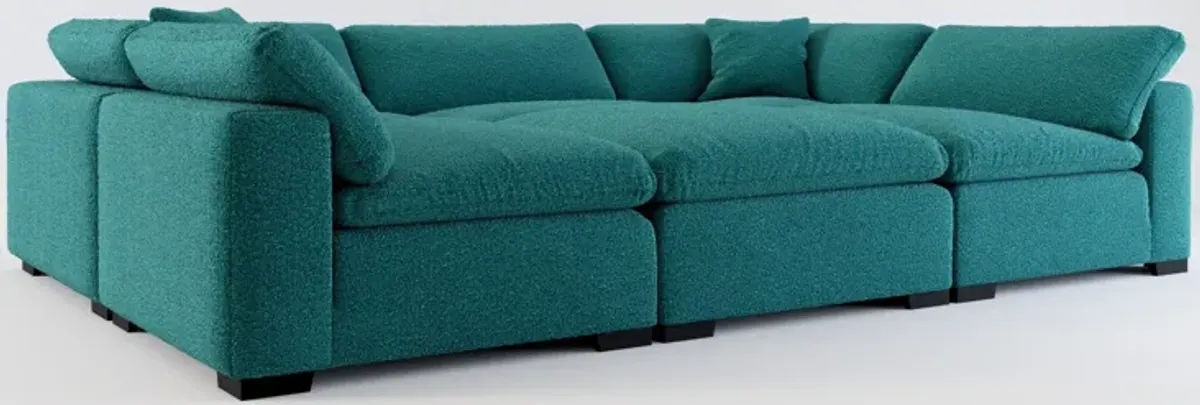 Plush Feathered Comfort 6-Piece Pit Sectional - Bloke Peacock