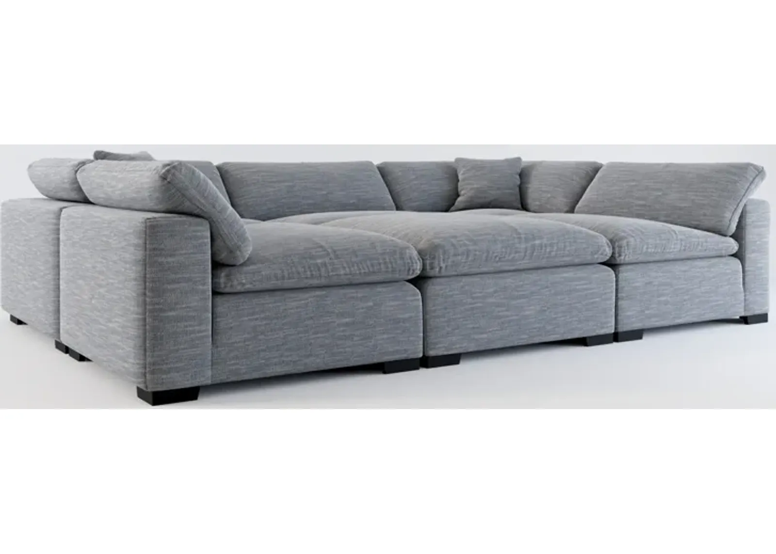 Plush Feathered Comfort 6-Piece Pit Sectional - Dudley Indigo