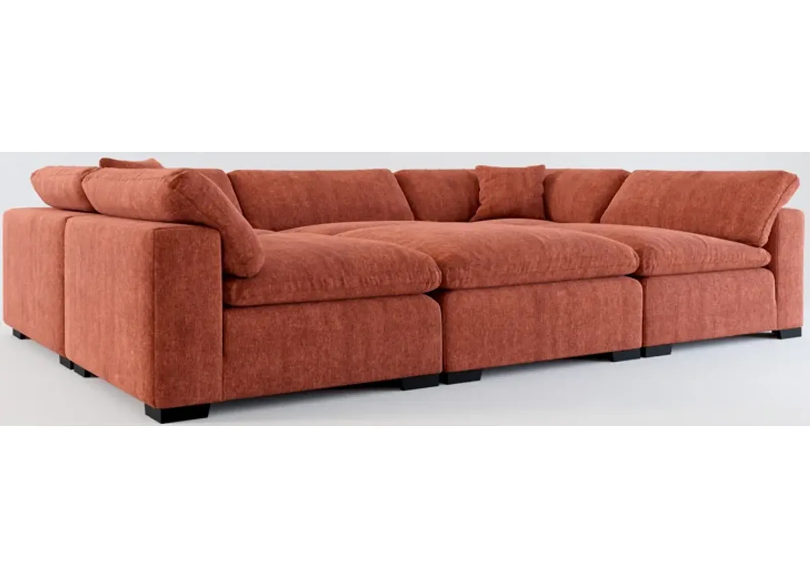 Plush Feathered Comfort 6-Piece Pit Sectional - Contessa Paprika