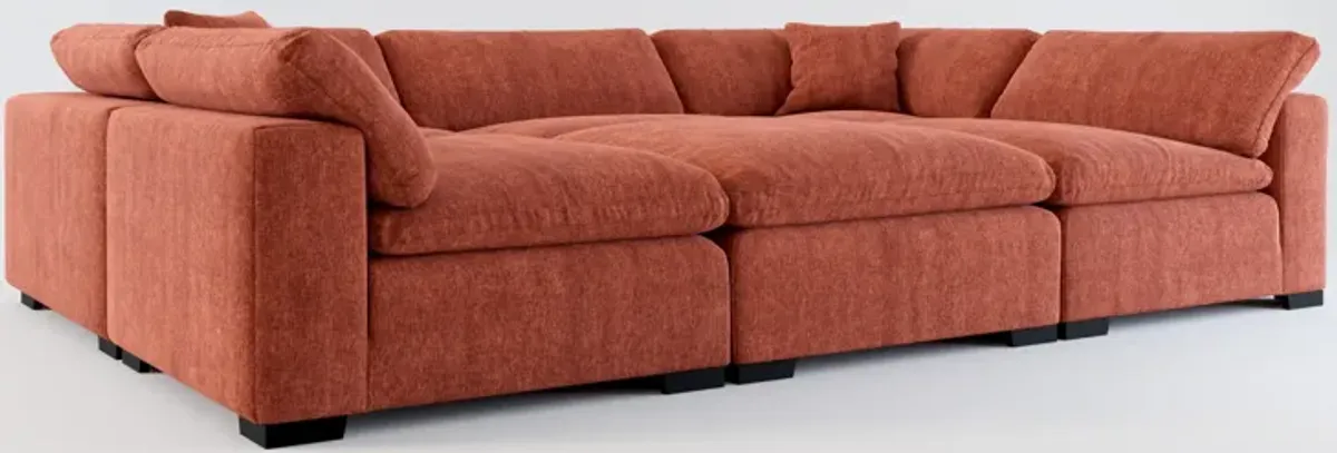 Plush Feathered Comfort 6-Piece Pit Sectional - Contessa Paprika