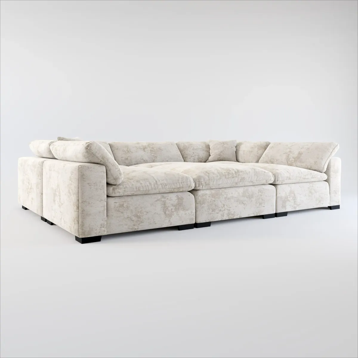 Plush Feathered Comfort 6-Piece Pit Sectional - Hearth Cement