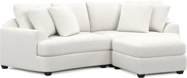 Skylar 3-Piece Sectional with Right-Facing Ottoman - Bloke Snow