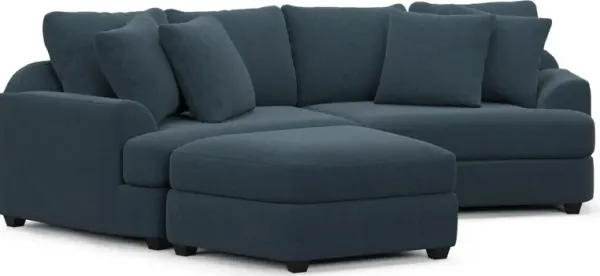 Skylar 3-Piece Sectional with Left-Facing Ottoman - Broderick Indigo