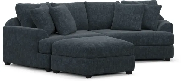 Skylar 3-Piece Sectional with Left-Facing Ottoman - Argo Navy