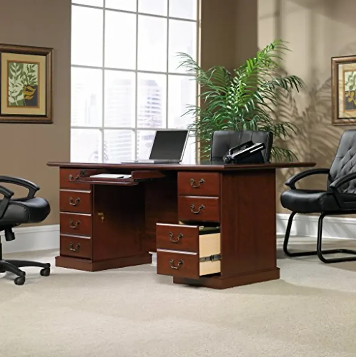 Sauder Heritage Hill Executive Desk, Classic Cherry Finish