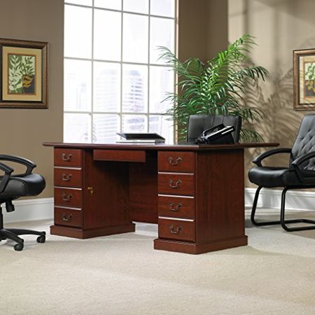 Sauder Heritage Hill Executive Desk, L: 70.51" x W: 35.43" x H: 29.69", Classic Cherry Finish