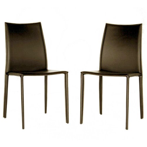 Baxton Studio Leather Dining Chair, Espresso Brown
