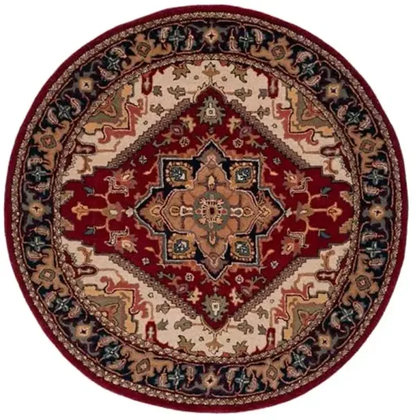 SAFAVIEH Heritage Collection Area Rug - 6' Round, Red, Handmade Wool, Traditional Oriental Medallion Design, Ideal for Living Room, Bedroom, Dining Space (HG625A)