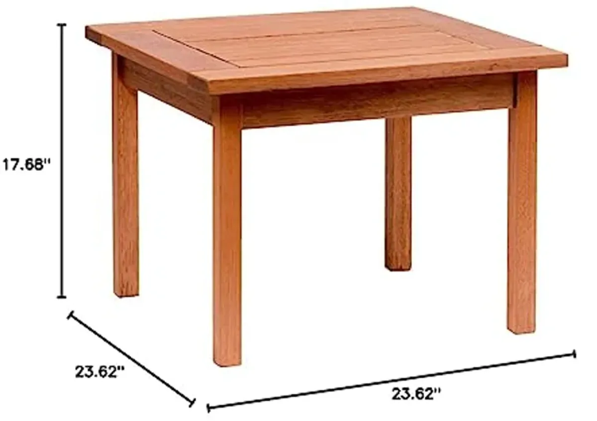 Amazonia Milano 1-Piece Outdoor Square Side Table | Eucalyptus Wood | Ideal for Patio and Indoors, 23.5 x 23.5