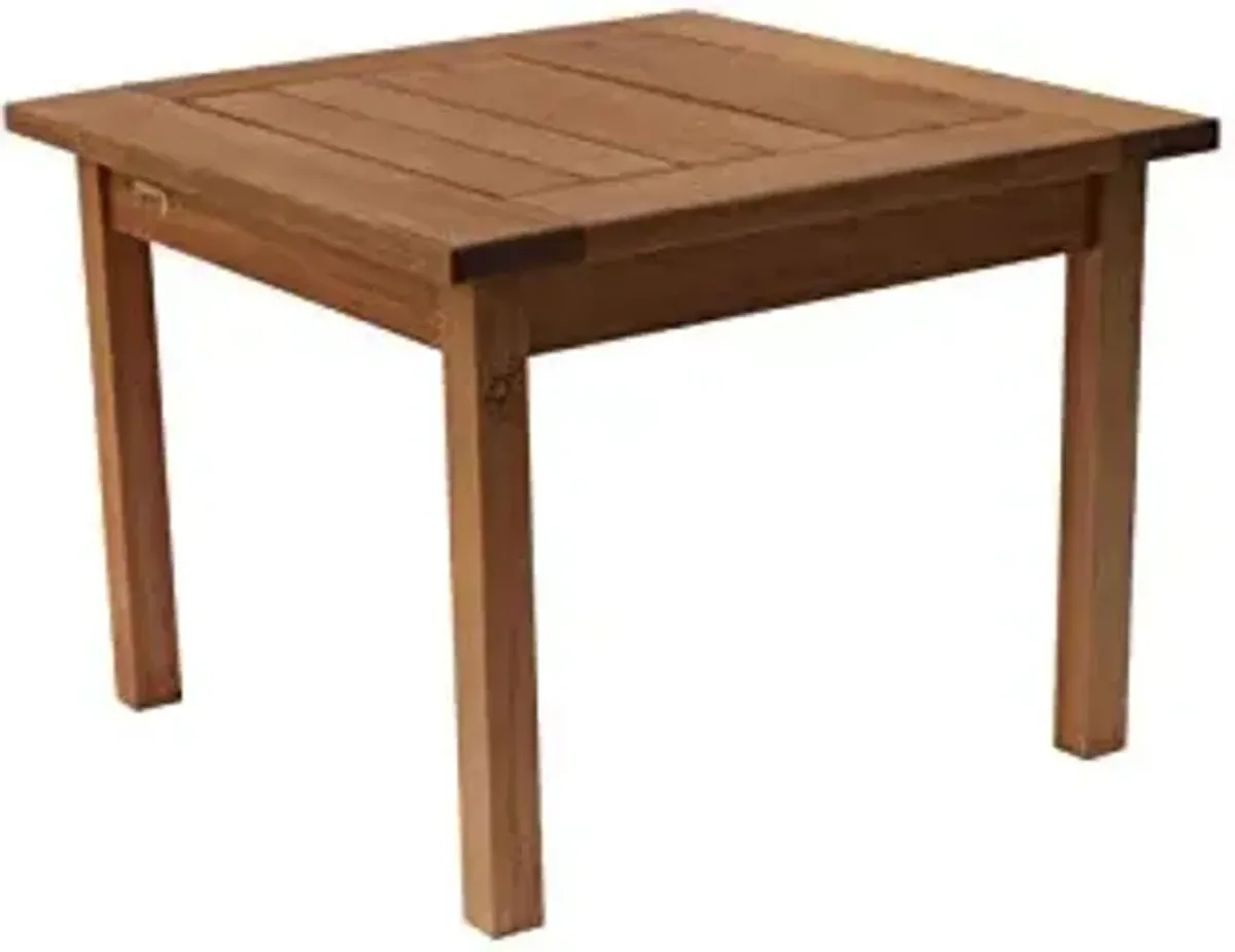 Amazonia Milano 1-Piece Outdoor Square Side Table | Eucalyptus Wood | Ideal for Patio and Indoors, 24Lx24Wx18H