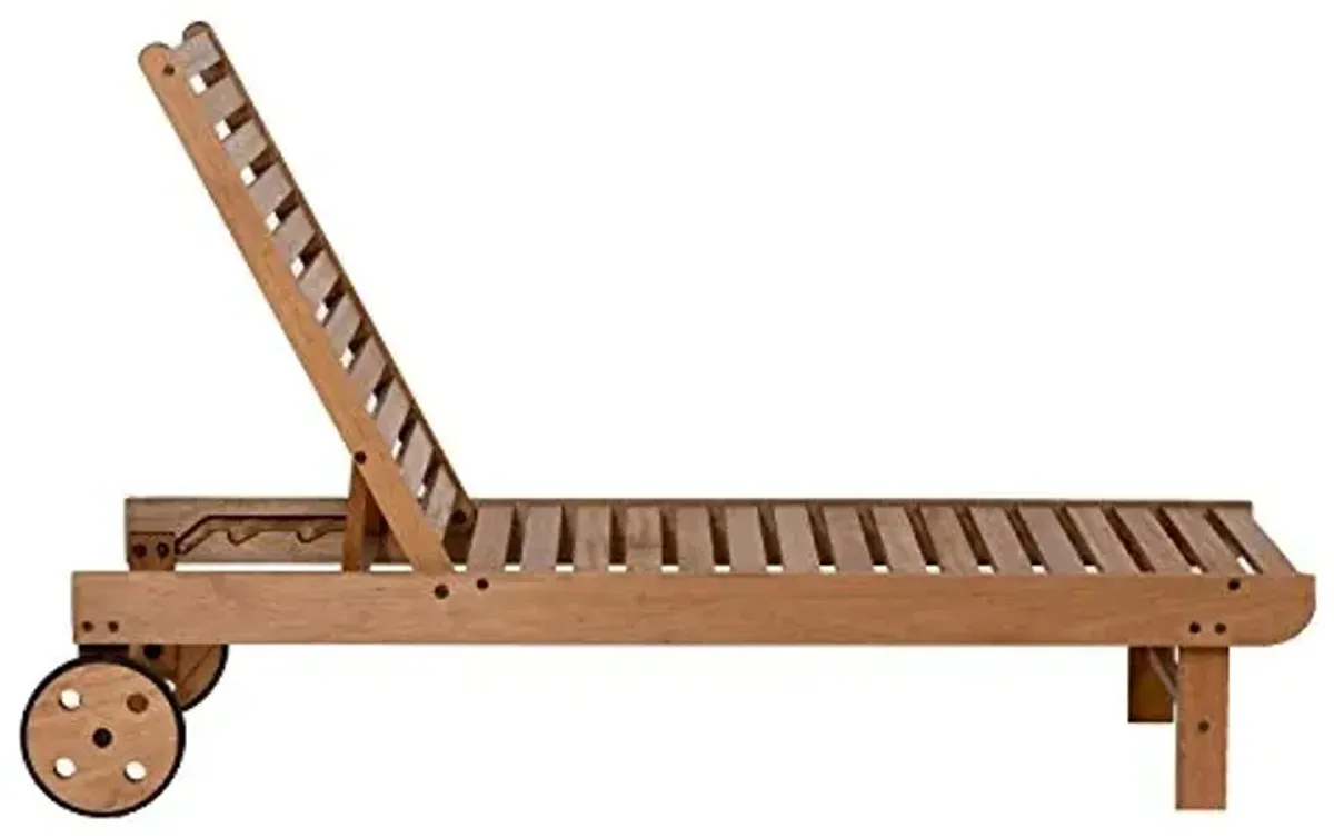 Amazonia Garopaba 1-Piece Poolside Chaise Lounger | Eucalyptus Wood | Ideal for Outdoors and Indoors