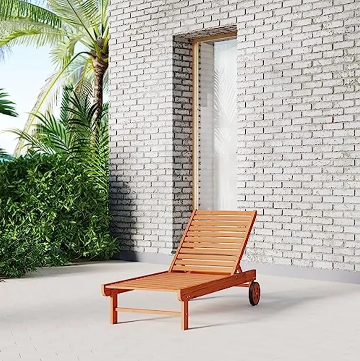 Amazonia Garopaba 1-Piece Poolside Chaise Lounger | Eucalyptus Wood | Ideal for Outdoors and Indoors, 72Lx26Wx38H