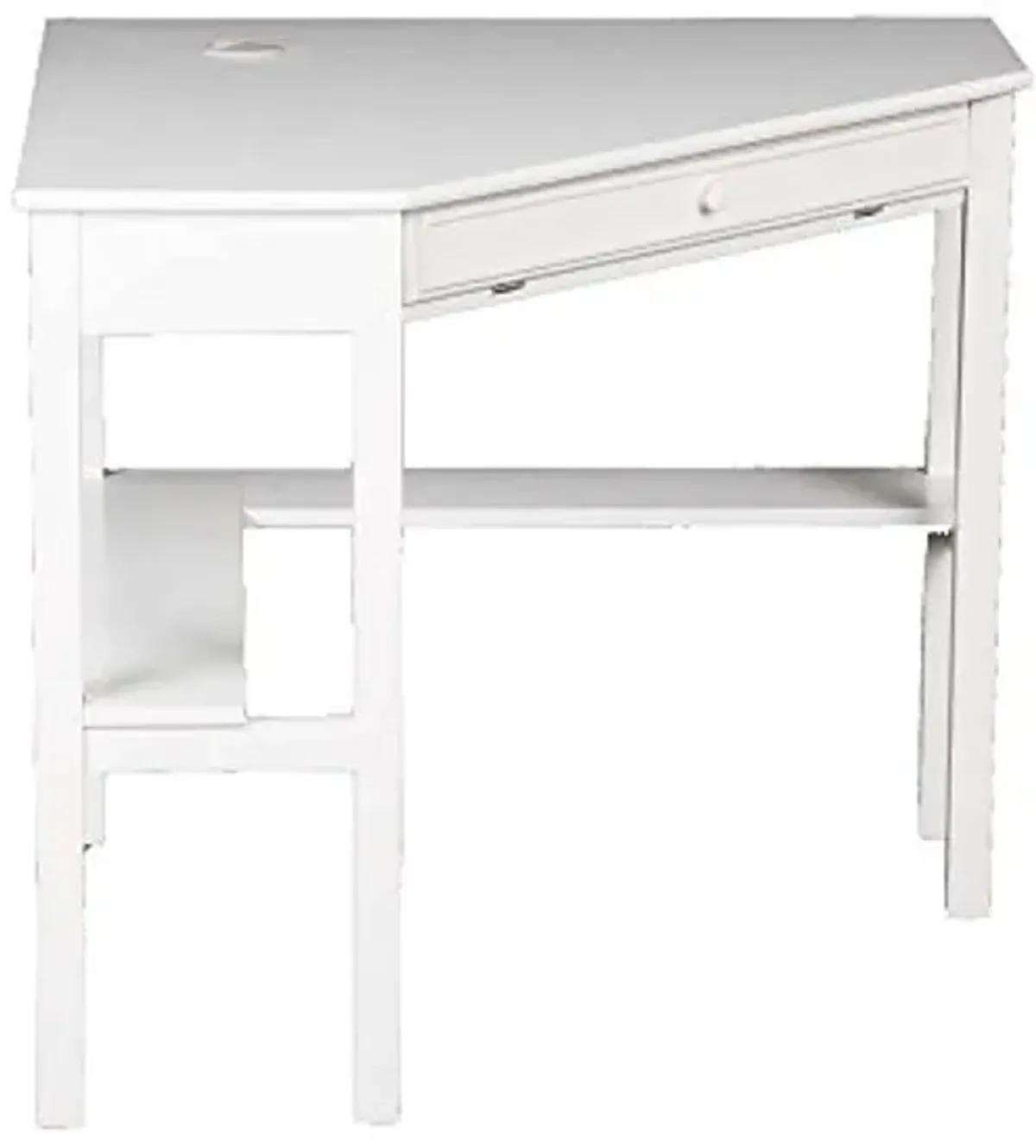 SEI Furniture Space Saving Corner Computer Slide Out Keyboard Tray Desk, White