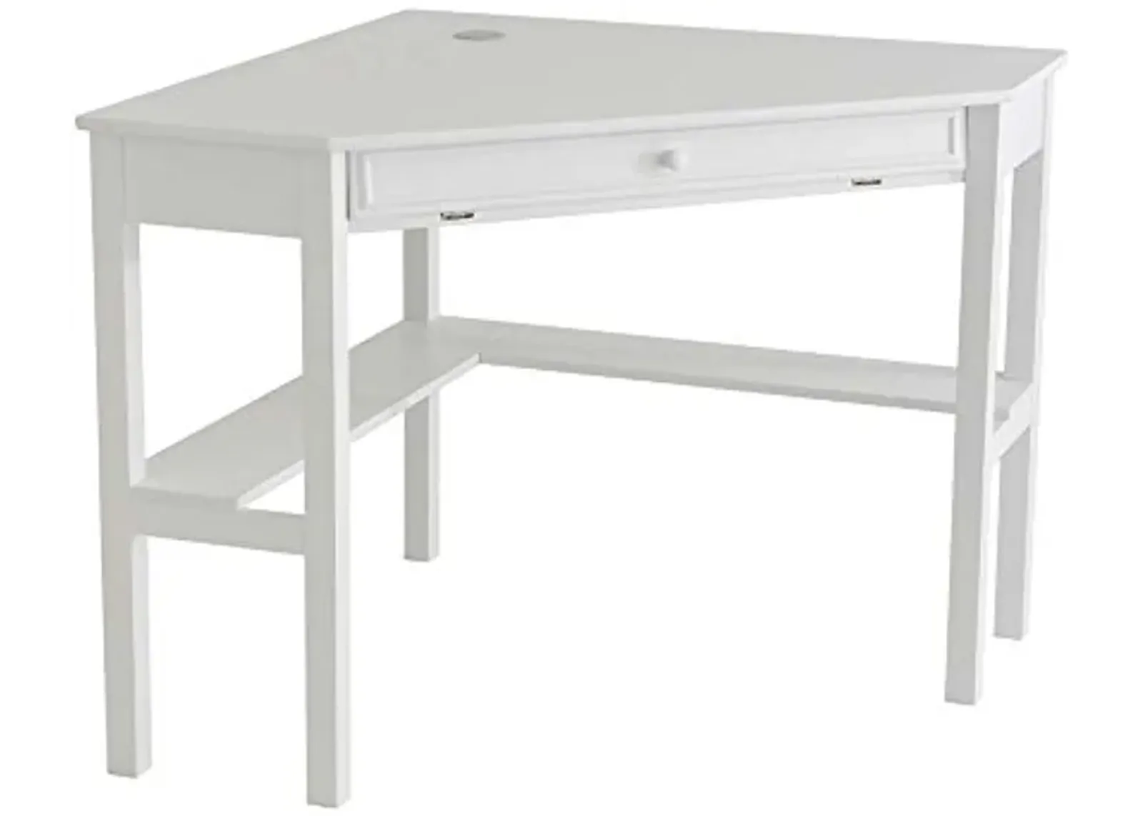 SEI Furniture Space Saving Corner Computer Slide Out Keyboard Tray Desk, White