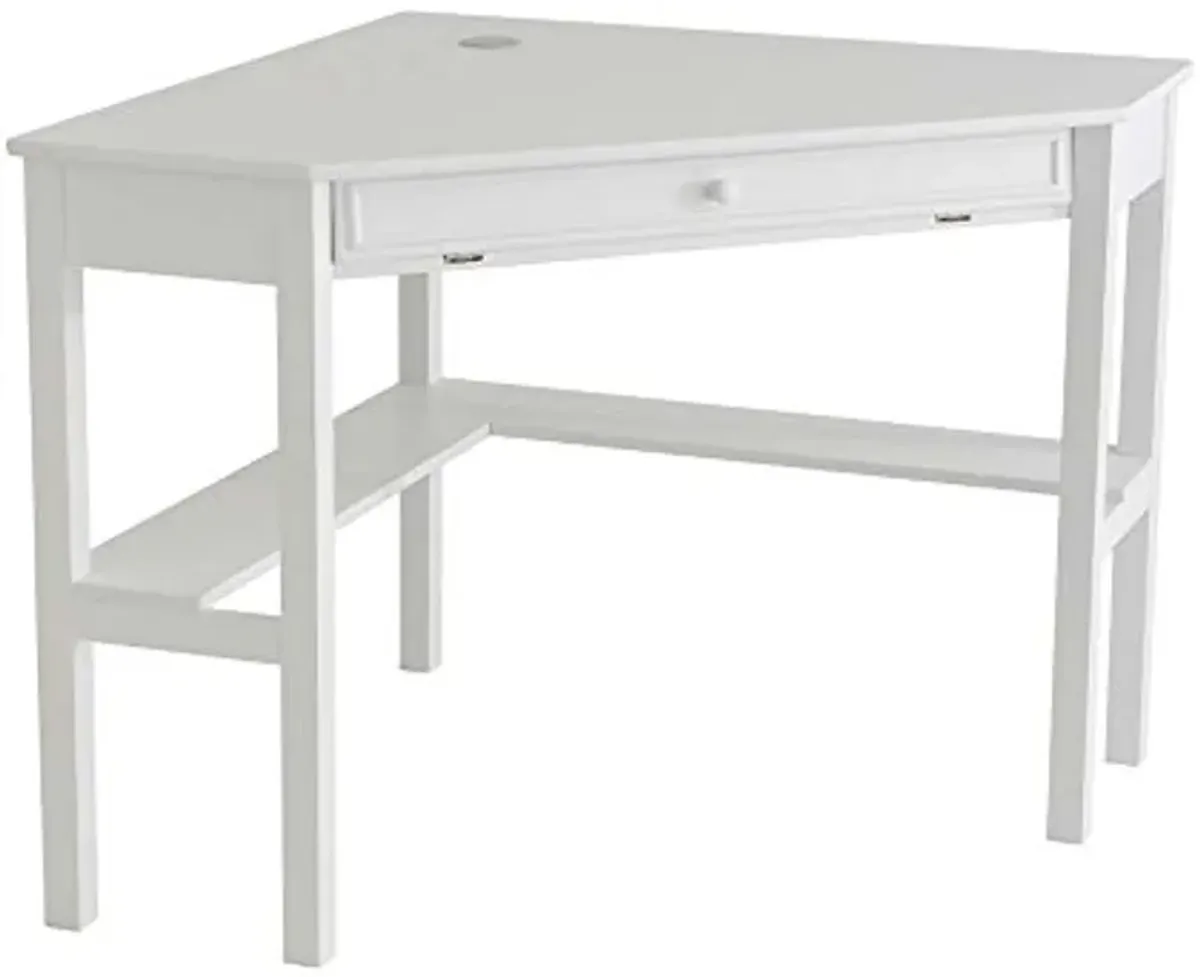 SEI Furniture Space Saving Corner Computer Slide Out Keyboard Tray Desk, White