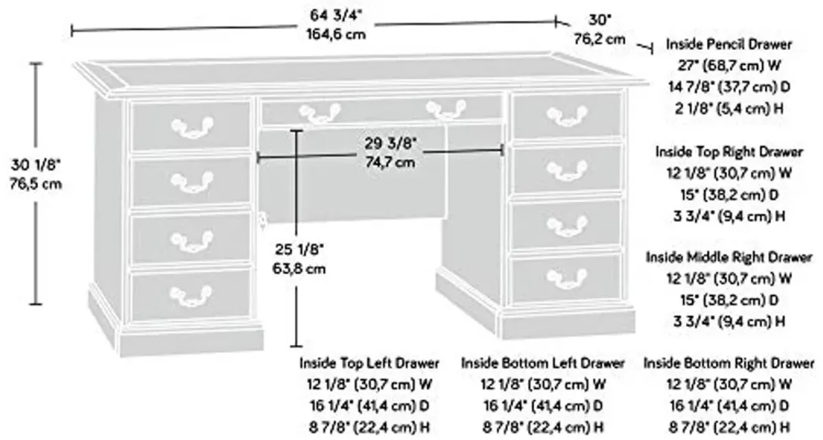 Sauder Heritage Hill Executive Desk, Classic Cherry finish