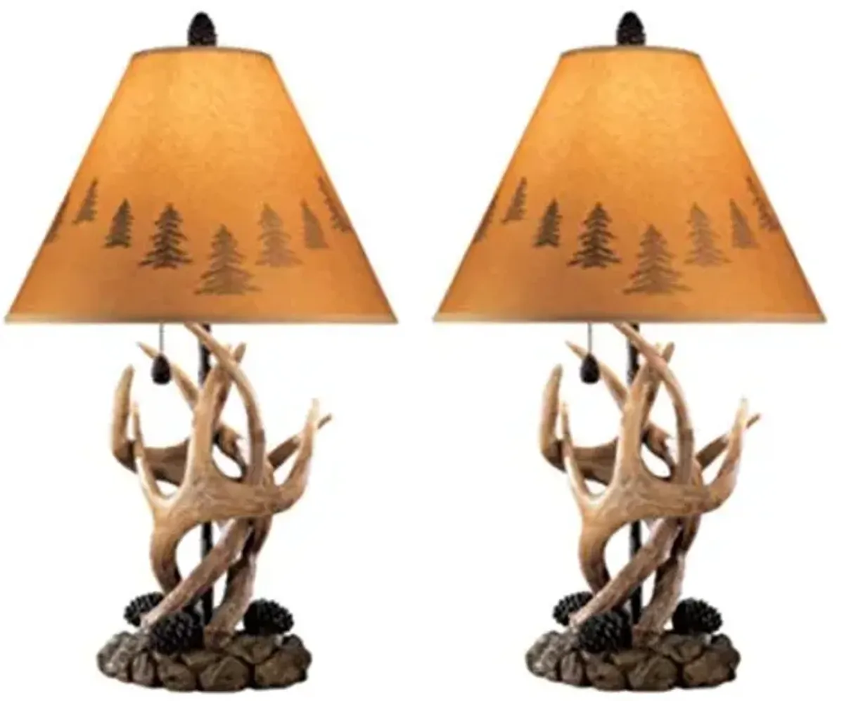 Signature Design by Ashley Derek Rustic Cabin Antler Lamp Set, 2 Count, Brown
