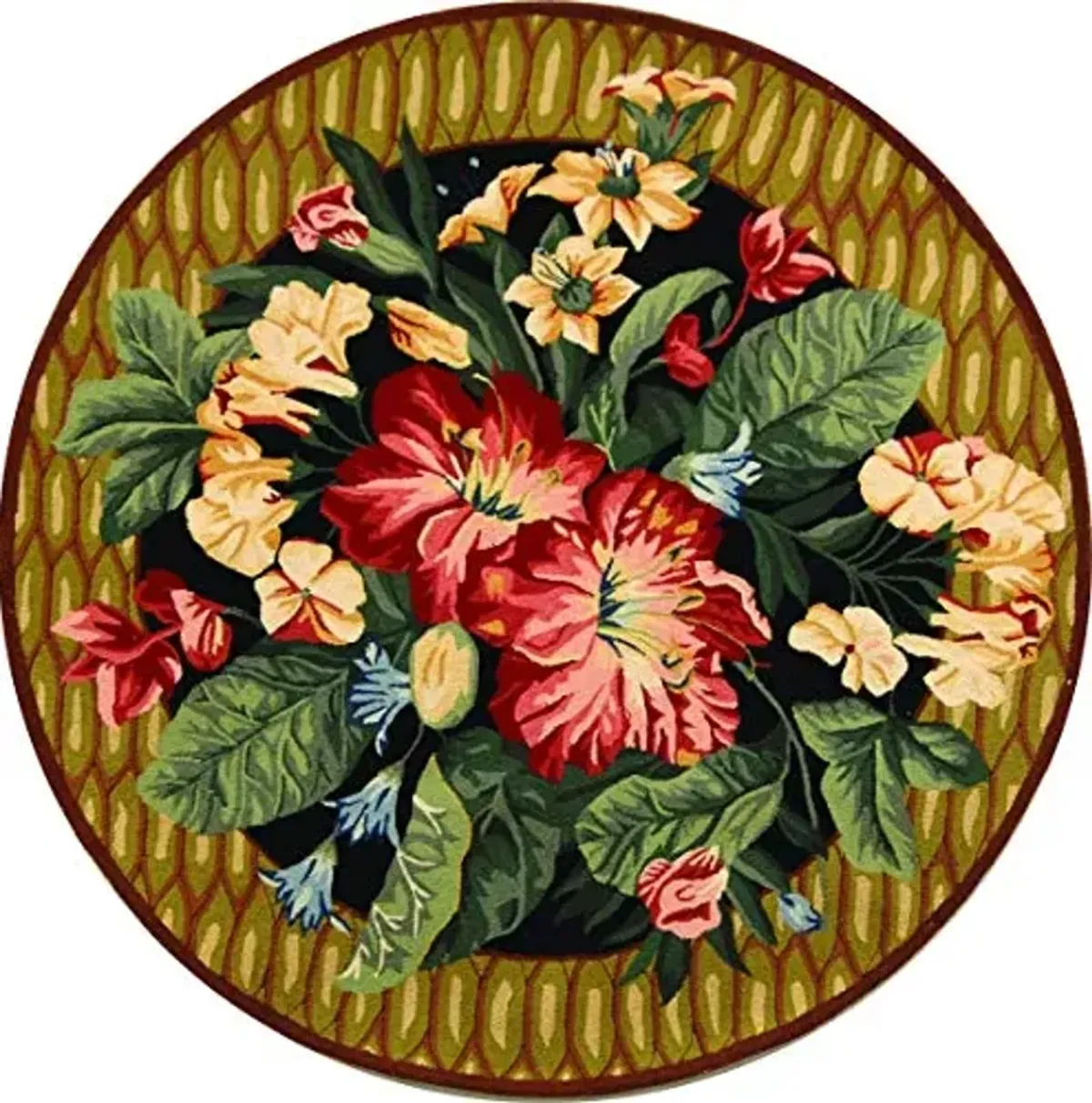 SAFAVIEH Chelsea Collection 8' Round Black/Brown HK301A Hand-Hooked French Country Wool Area Rug