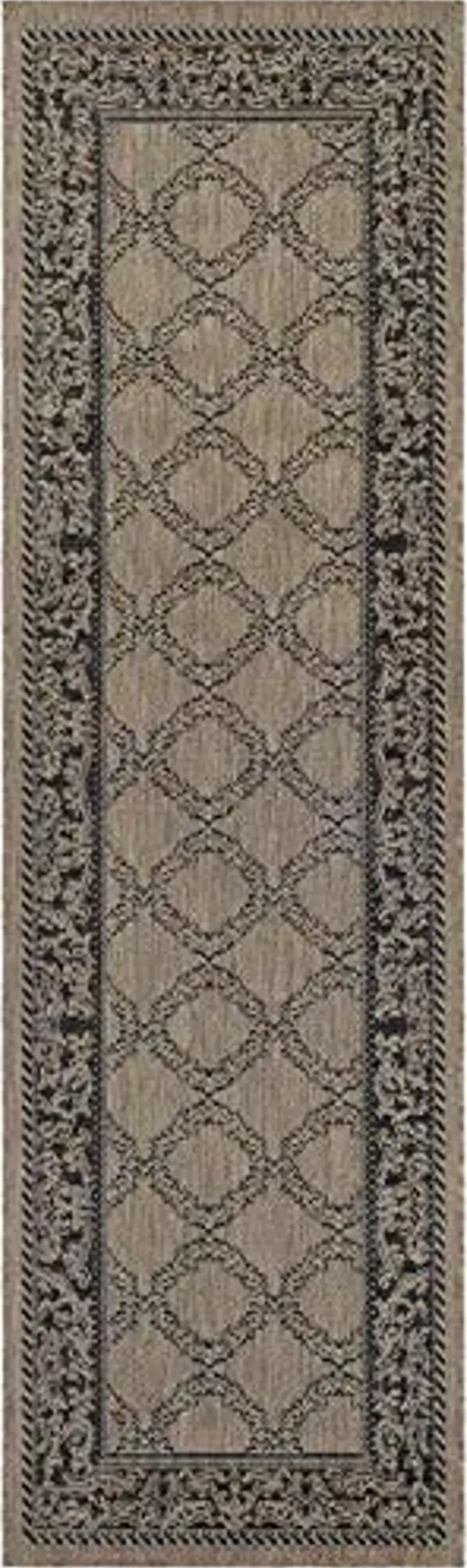 Couristan Indoor/Outdoor Runner Rug – 2'3" x 11'9" Cocoa-Black Floral – Durable, Easy to Clean, Flatwoven Rug for Patio, Entryway or Mudroom – Recife Garden Lattice