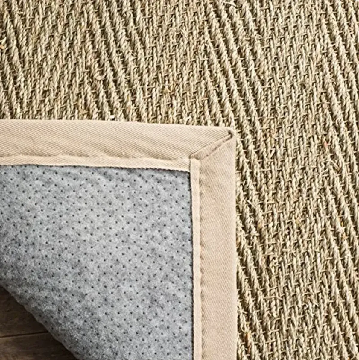 Safavieh Area Rug 2x3 - Natural Fiber Collection - Natural & Beige, Seagrass, Herringbone Pattern with Border (NF115A)